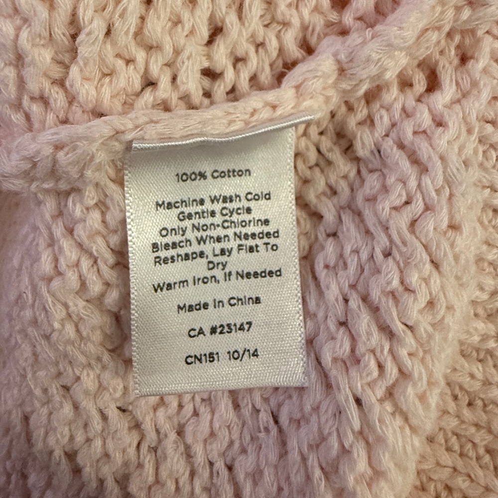 Active Seller! Pale Pink Talbots Fisherman Sweater size Small 100% Cotton - Picture 8 of 8